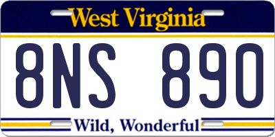 WV license plate 8NS890