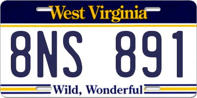 WV license plate 8NS891