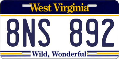 WV license plate 8NS892