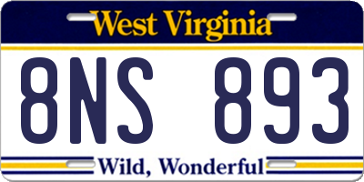 WV license plate 8NS893
