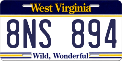 WV license plate 8NS894