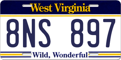 WV license plate 8NS897