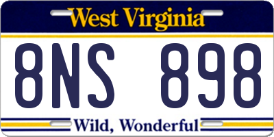 WV license plate 8NS898