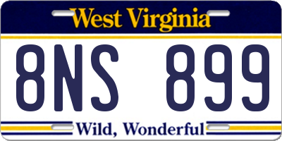 WV license plate 8NS899