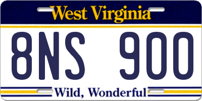 WV license plate 8NS900