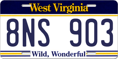 WV license plate 8NS903
