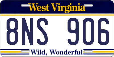 WV license plate 8NS906