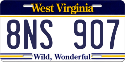 WV license plate 8NS907