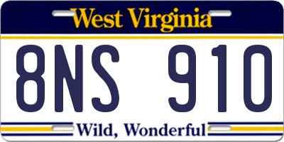 WV license plate 8NS910