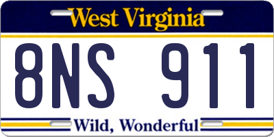 WV license plate 8NS911