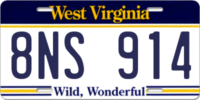 WV license plate 8NS914