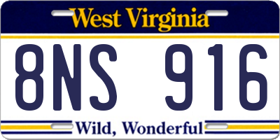 WV license plate 8NS916