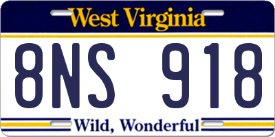 WV license plate 8NS918