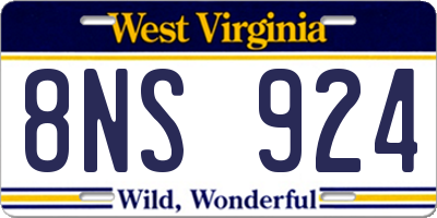WV license plate 8NS924