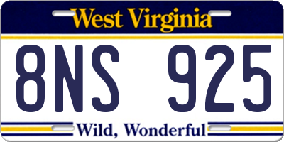 WV license plate 8NS925