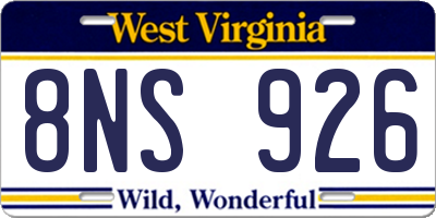 WV license plate 8NS926