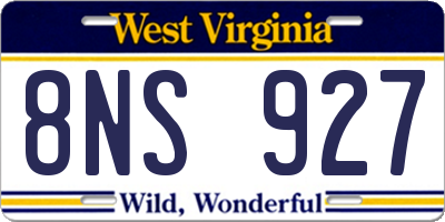 WV license plate 8NS927