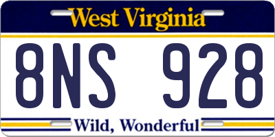WV license plate 8NS928