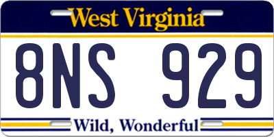 WV license plate 8NS929