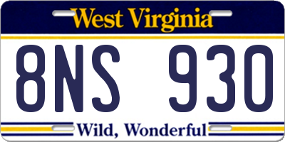 WV license plate 8NS930