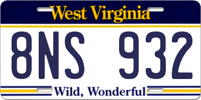 WV license plate 8NS932