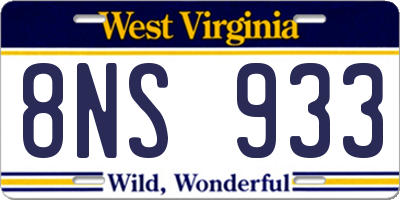 WV license plate 8NS933
