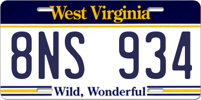 WV license plate 8NS934