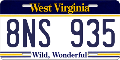 WV license plate 8NS935
