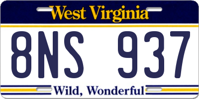 WV license plate 8NS937