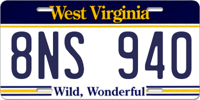 WV license plate 8NS940