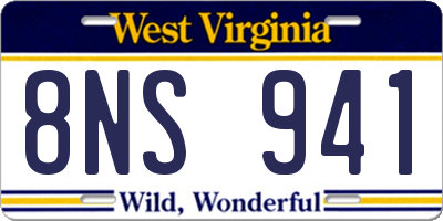 WV license plate 8NS941