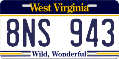 WV license plate 8NS943