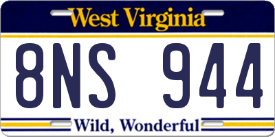 WV license plate 8NS944