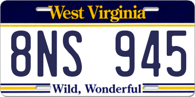 WV license plate 8NS945