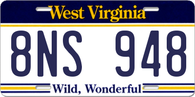 WV license plate 8NS948