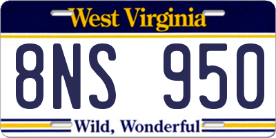 WV license plate 8NS950