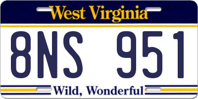 WV license plate 8NS951