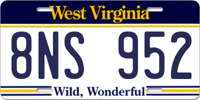 WV license plate 8NS952
