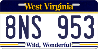 WV license plate 8NS953