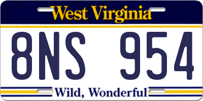 WV license plate 8NS954