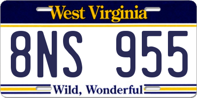 WV license plate 8NS955