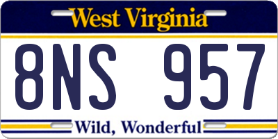 WV license plate 8NS957