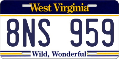 WV license plate 8NS959