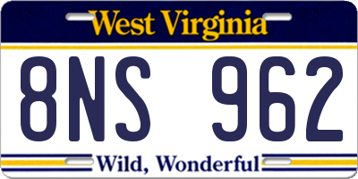 WV license plate 8NS962