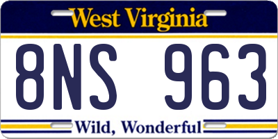 WV license plate 8NS963