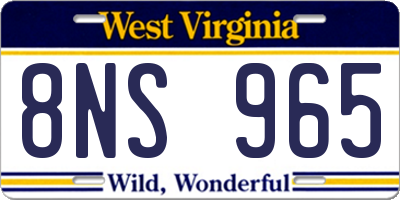WV license plate 8NS965