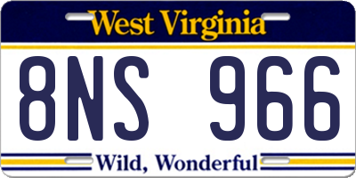 WV license plate 8NS966