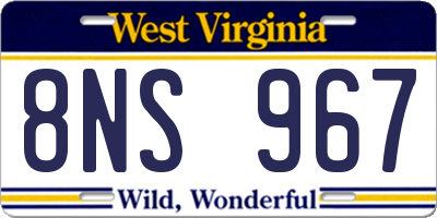 WV license plate 8NS967