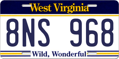 WV license plate 8NS968