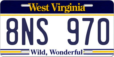 WV license plate 8NS970